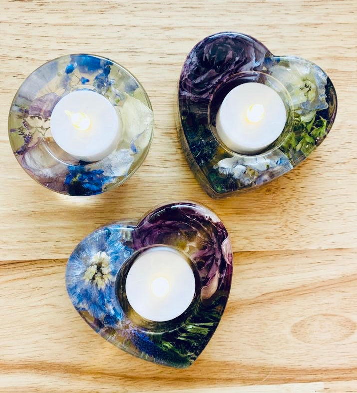 8.5CM Heart Tealight Holder | Resin Flower Preservation