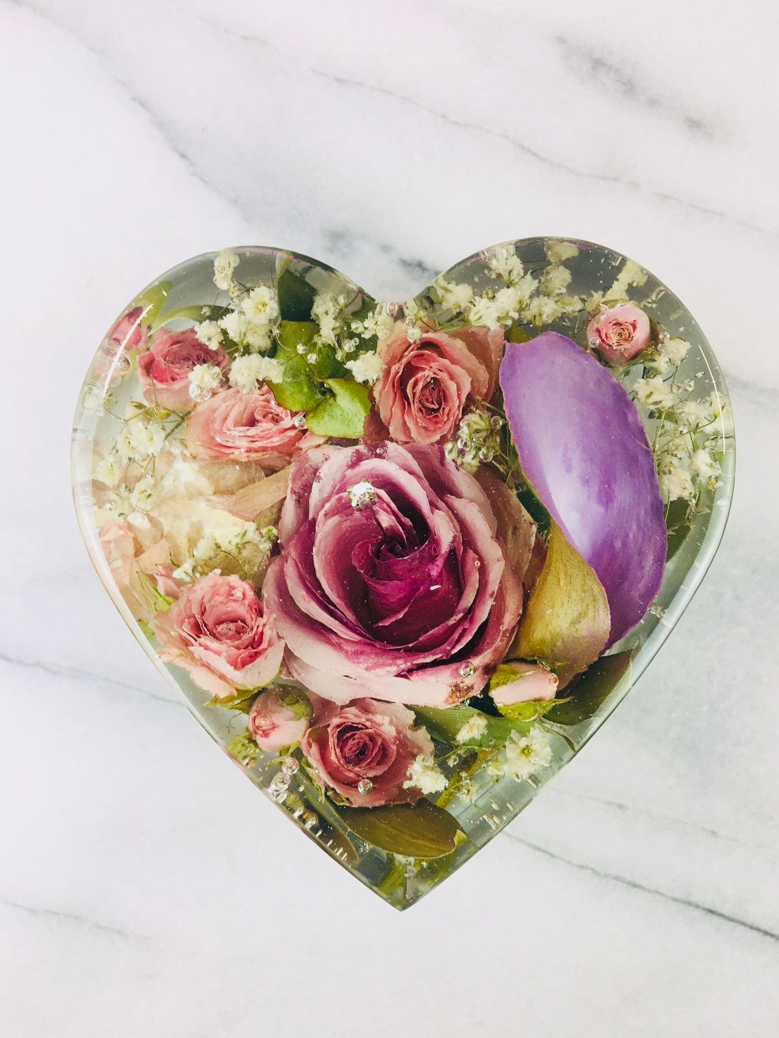 Heart Wedding Bouquet Preservation Flowers Funeral Memorial Flowers Display Gift Present