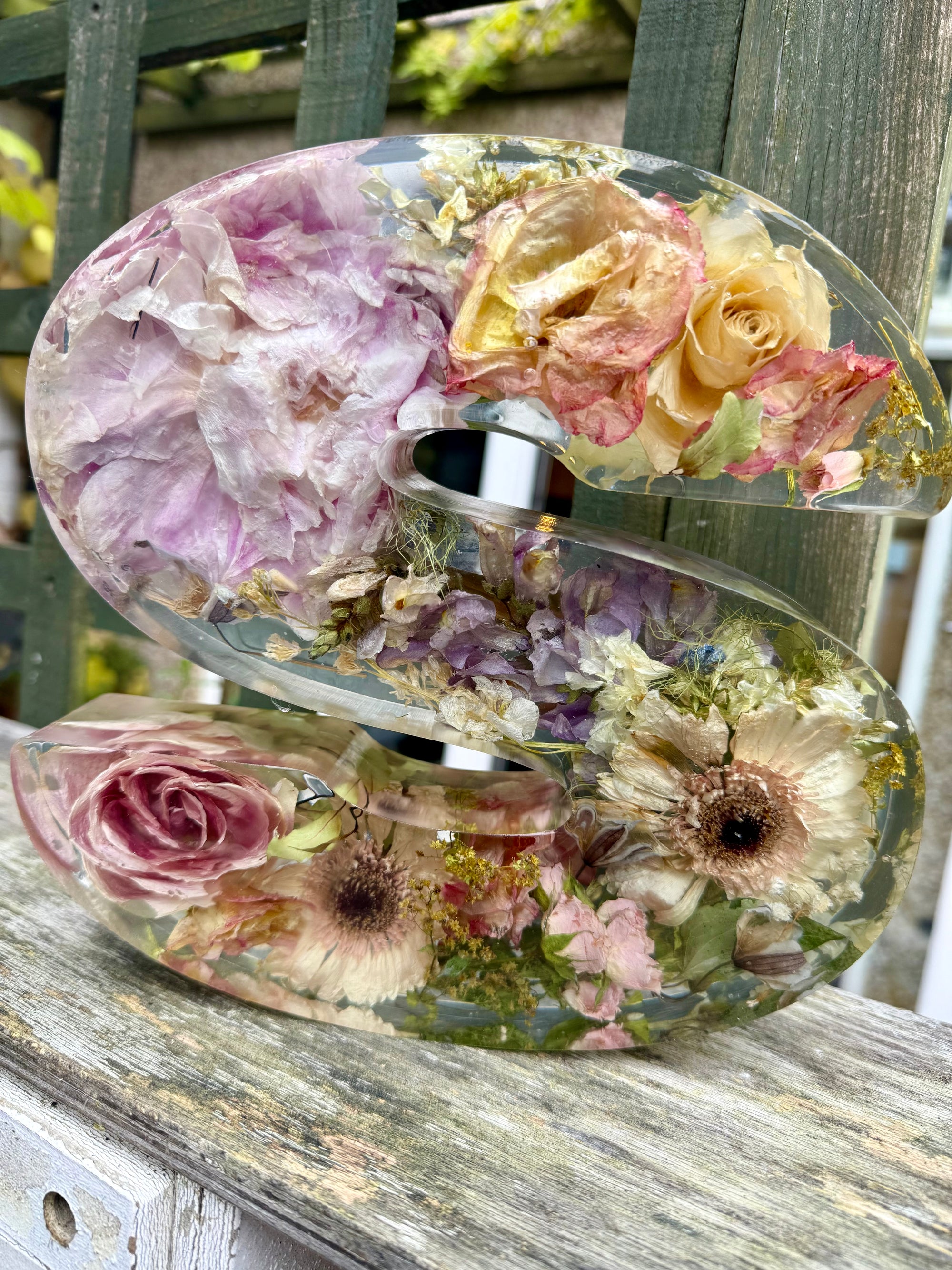 Jumbo Large Flower Preservation Letters 15CM x 4CM Letter for Wedding Bouquet Flowers, Funeral Flower Memorial Lettering Handmade Art