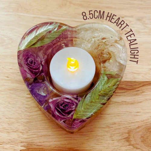 8.5CM Heart Tealight Holder | Resin Flower Preservation
