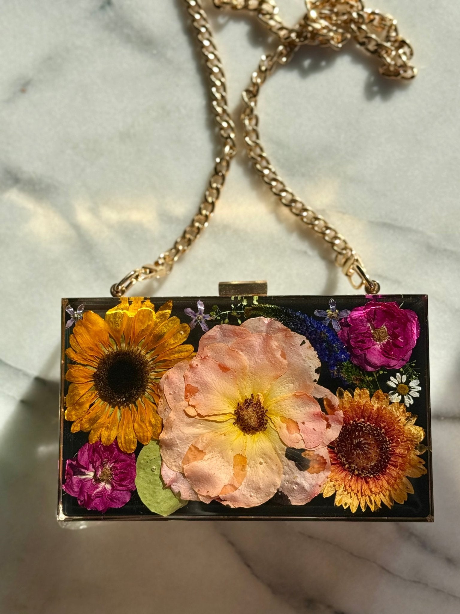 Resin Pressed Flower Clutch Bag - Artisan Palace