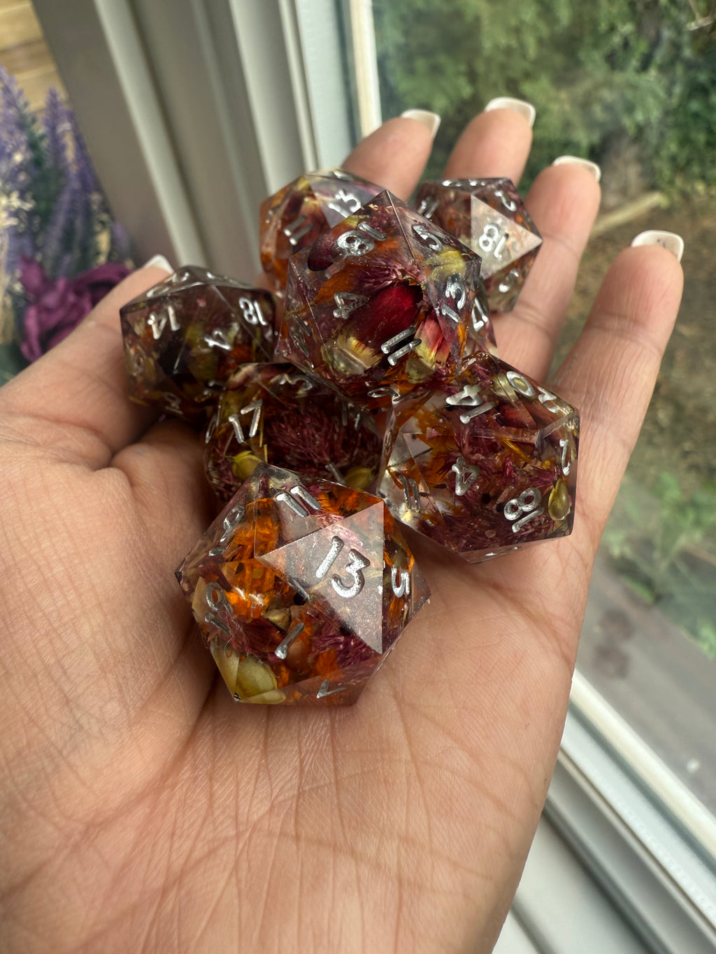 DND Dungeons and Dragons Dice Set Flower Preservation