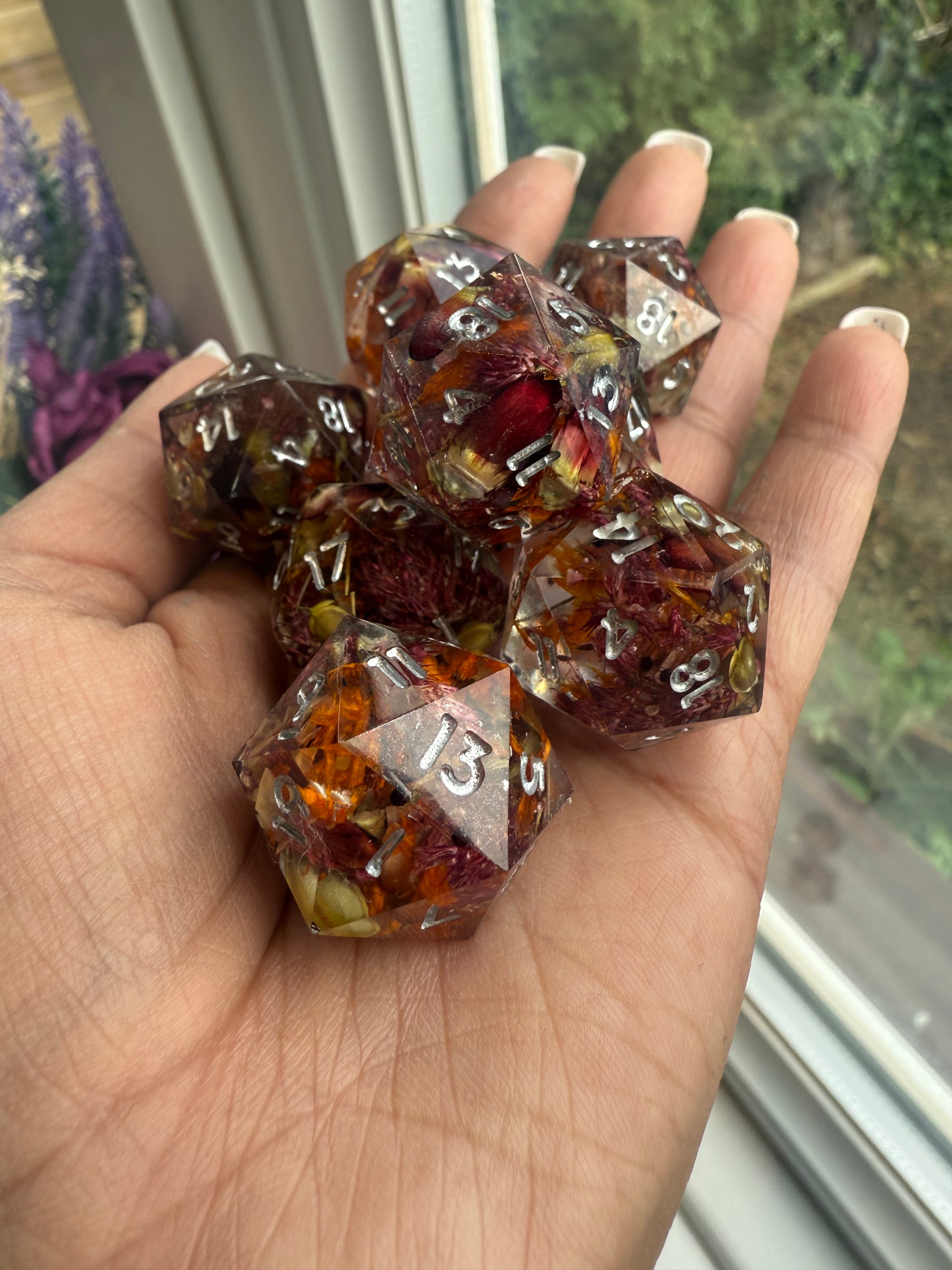 DND Dungeons and Dragons Dice Set Flower Preservation