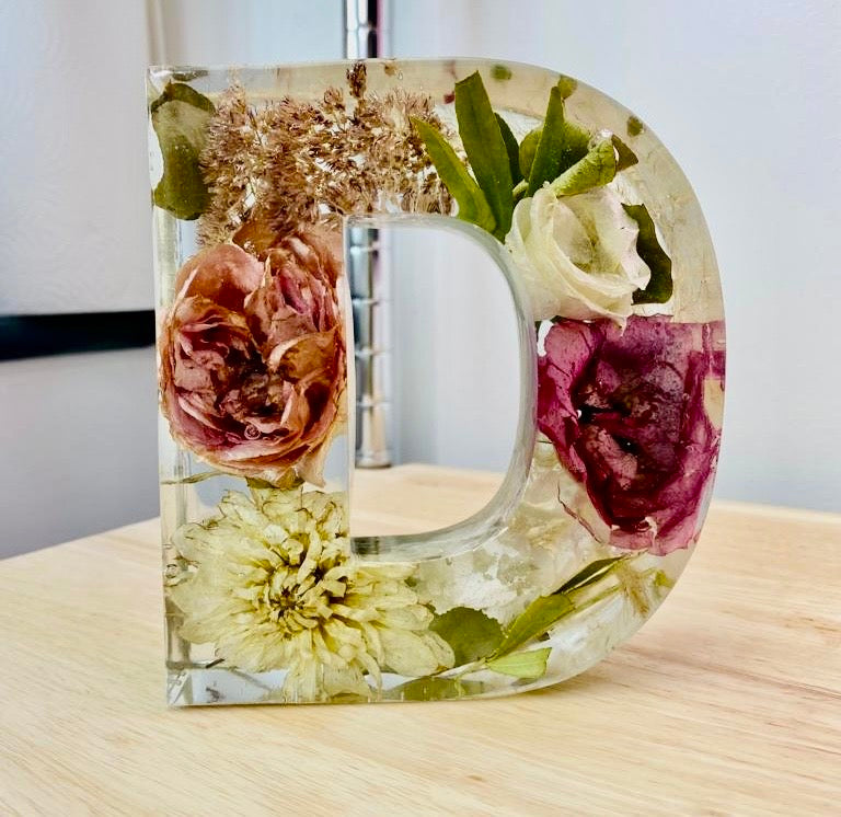 Jumbo Large Flower Preservation Letters 15CM x 4CM Letter for Wedding Bouquet Flowers, Funeral Flower Memorial Lettering Handmade Art