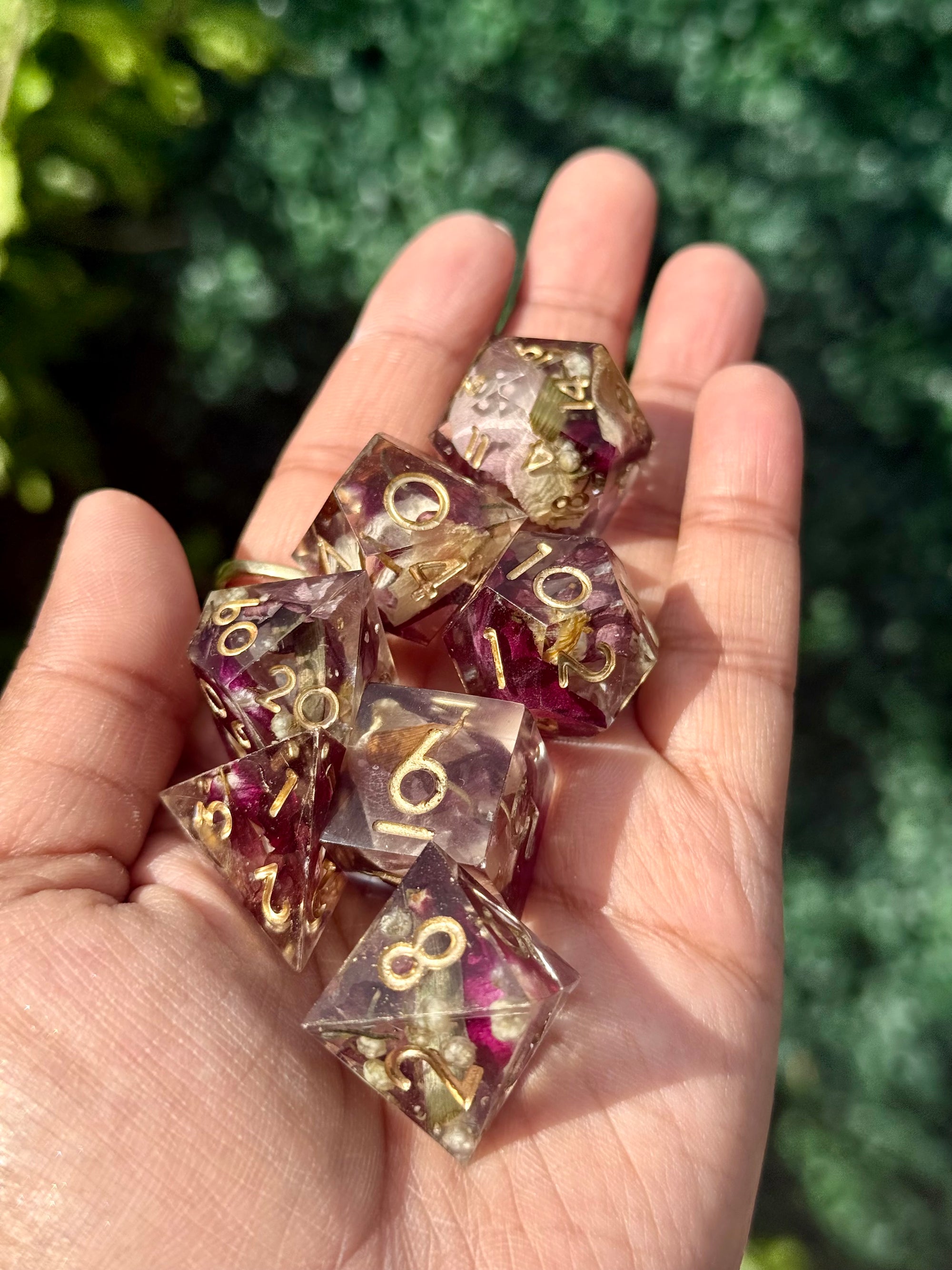 DND Dungeons and Dragons Dice Set Flower Preservation