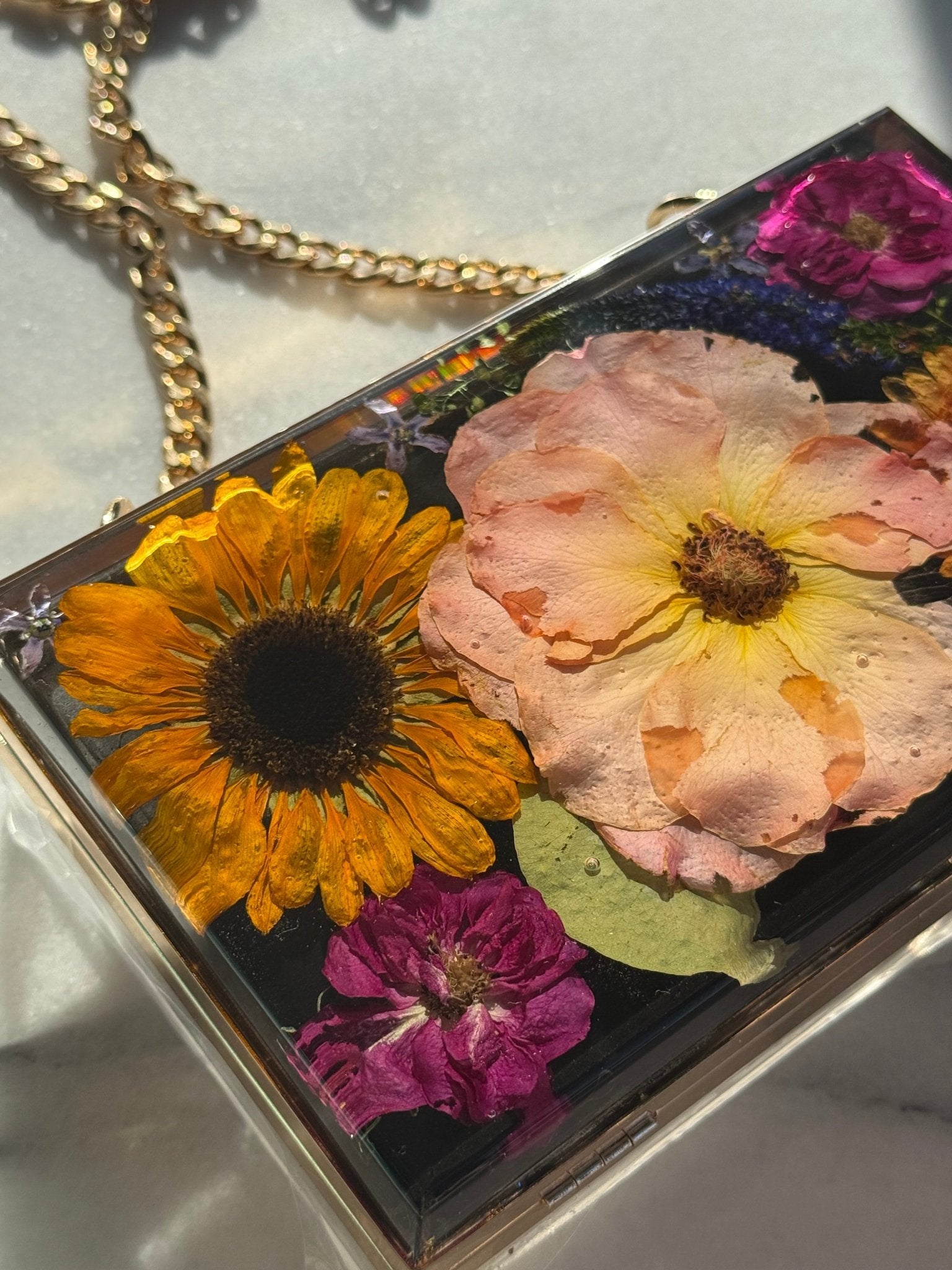 Resin Pressed Flower Clutch Bag - Artisan Palace