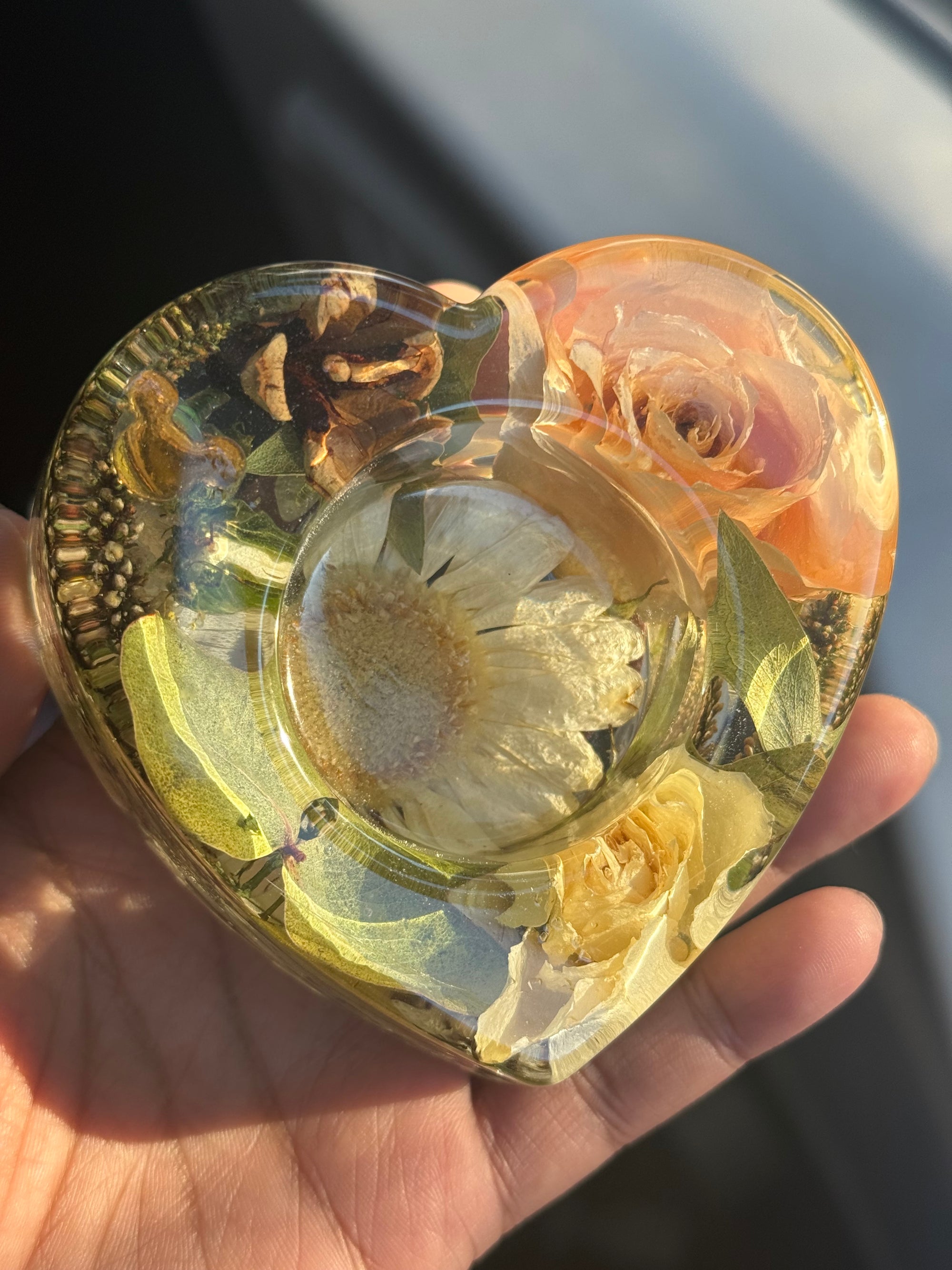 8.5CM Heart Tealight Holder | Resin Flower Preservation