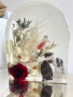 Arch Block Resin Large Bookend Shape Classic Elegant Handmade Flower Preservation Wedding Bouquet Flowers, Funeral Flowers