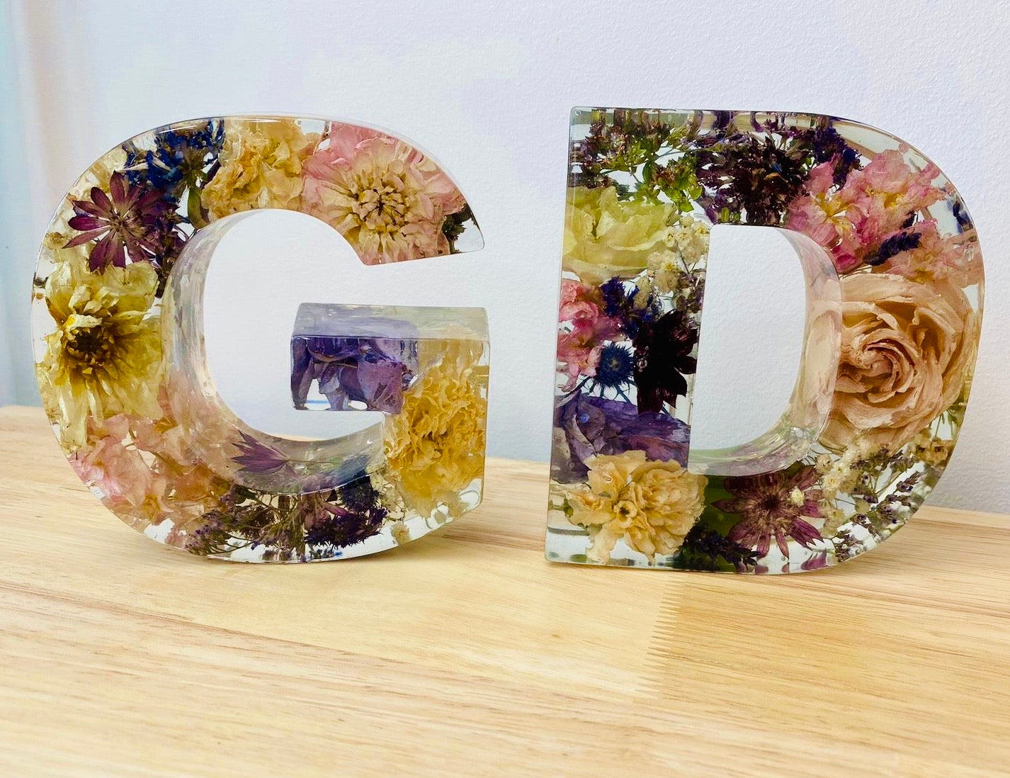 Jumbo Large Flower Preservation Letters 15CM x 4CM Letter for Wedding Bouquet Flowers, Funeral Flower Memorial Lettering Handmade Art