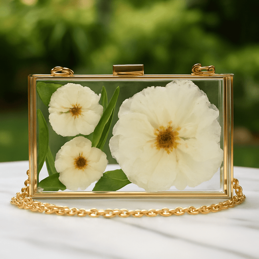 Resin Pressed Flower Clutch Bag - Artisan Palace
