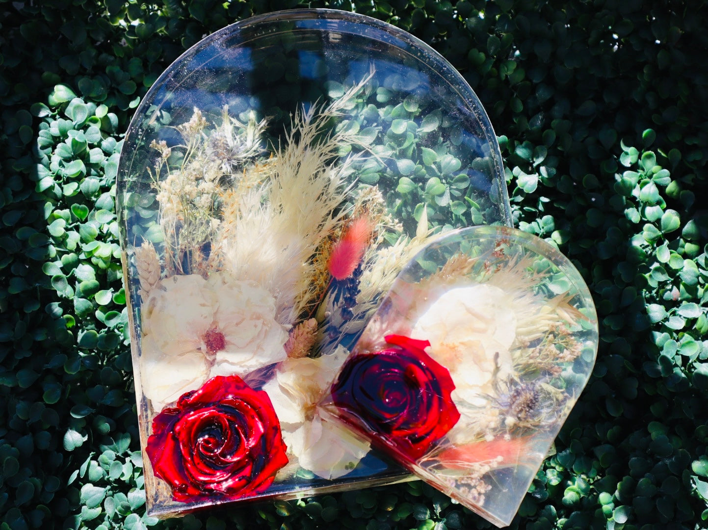 Arch Block Resin Large Bookend Shape Classic Elegant Handmade Flower Preservation Wedding Bouquet Flowers, Funeral Flowers