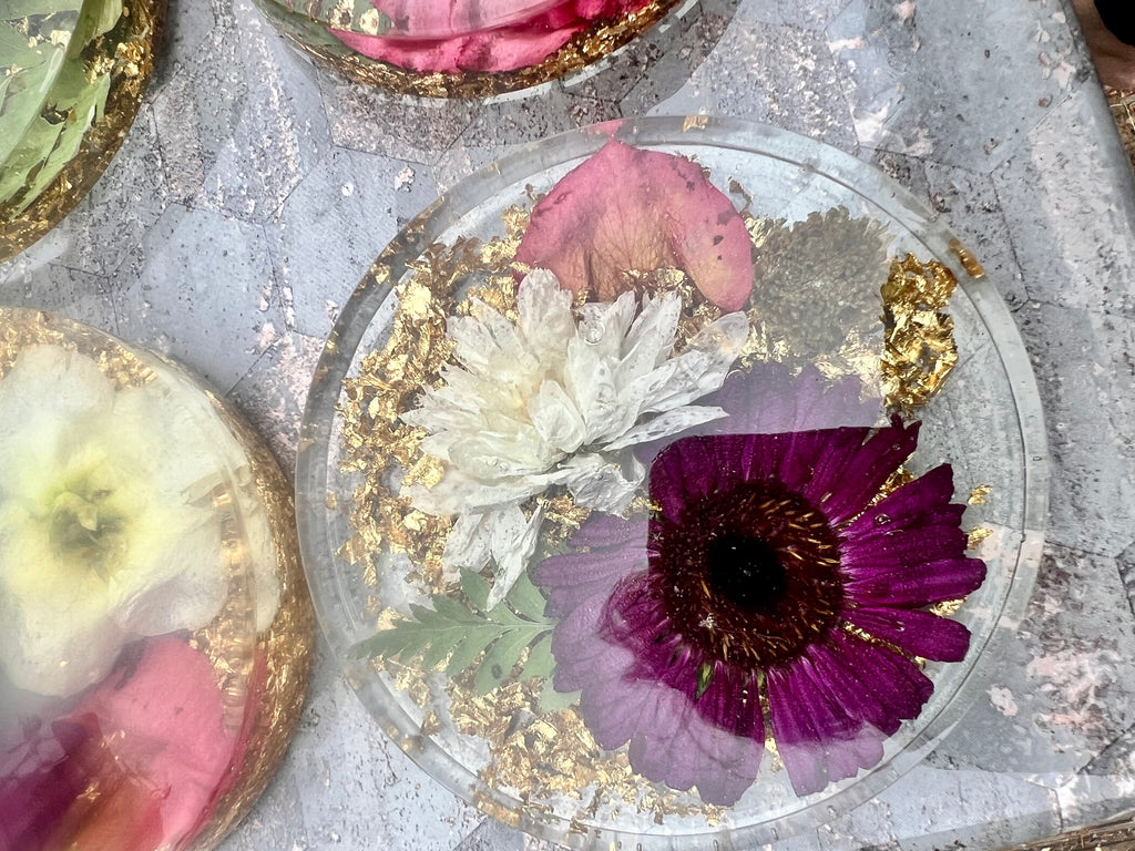 Coaster Round Circle Disk Flower Preservation Pressed Flowers Wedding Funeral Functional Gift 11cm x 2cm