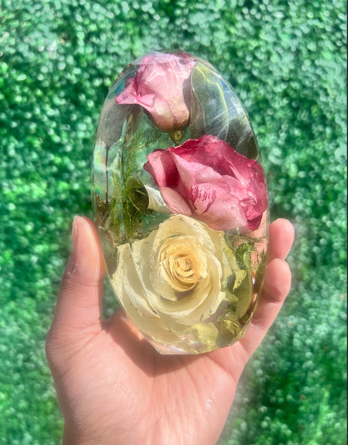 Gem Diamond Shape Geometric Wedding Bouquet Preservation Flowers Funeral Memorial Flowers Display Gift Present
