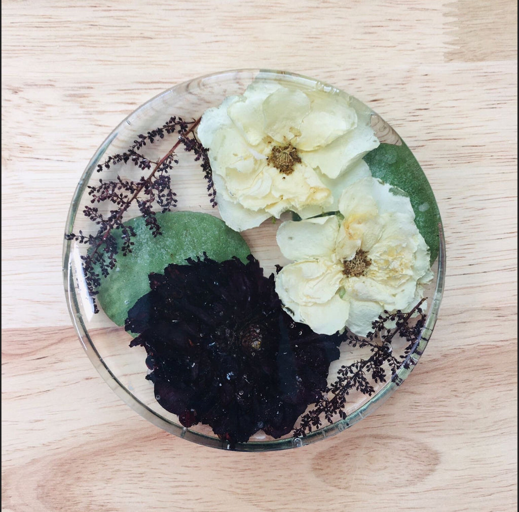 Coaster Round Circle Disk Flower Preservation Pressed Flowers Wedding Funeral Functional Gift 11cm x 2cm