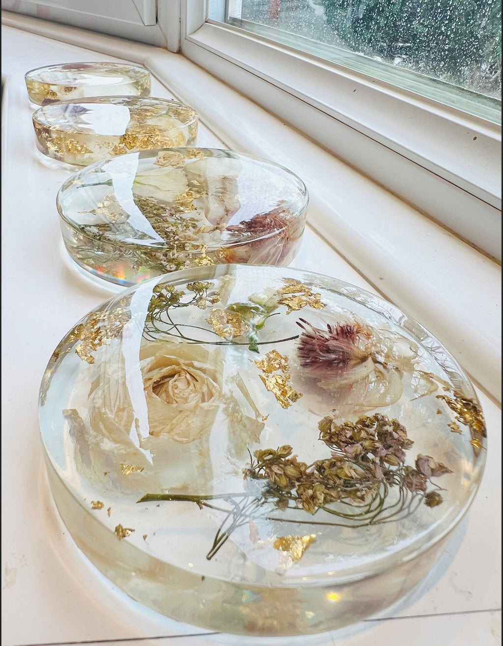 Coaster Round Circle Disk Flower Preservation Pressed Flowers Wedding Funeral Functional Gift 11cm x 2cm