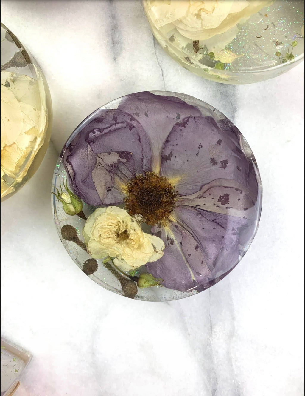 Coaster Round Circle Disk Flower Preservation Pressed Flowers Wedding Funeral Functional Gift 11cm x 2cm