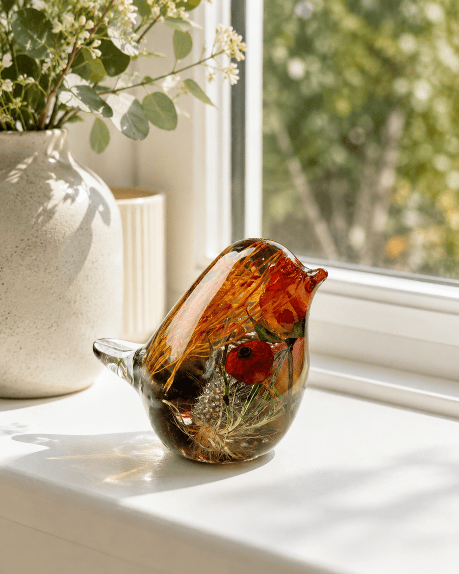 Resin Robin Memorial Keepsake with Real Flowers | Frog & Dog Also Available - Artisan Palace