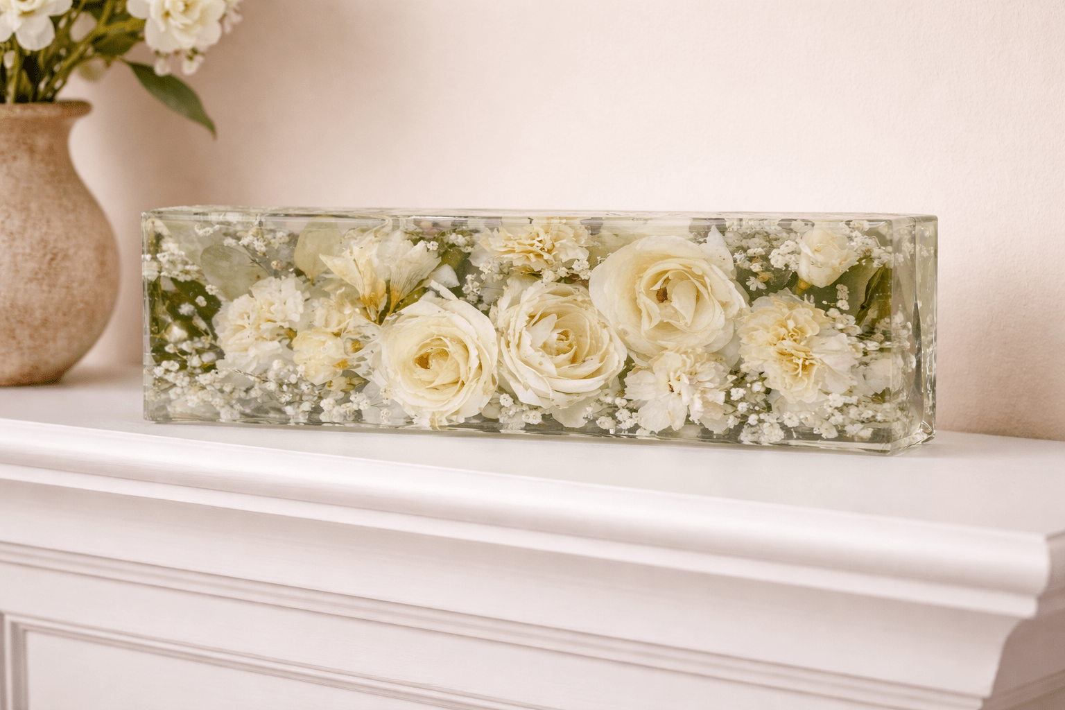 Rectangular Block Flower Preservation Wedding Bouquet Flowers, Funeral Flowers - Artisan Palace