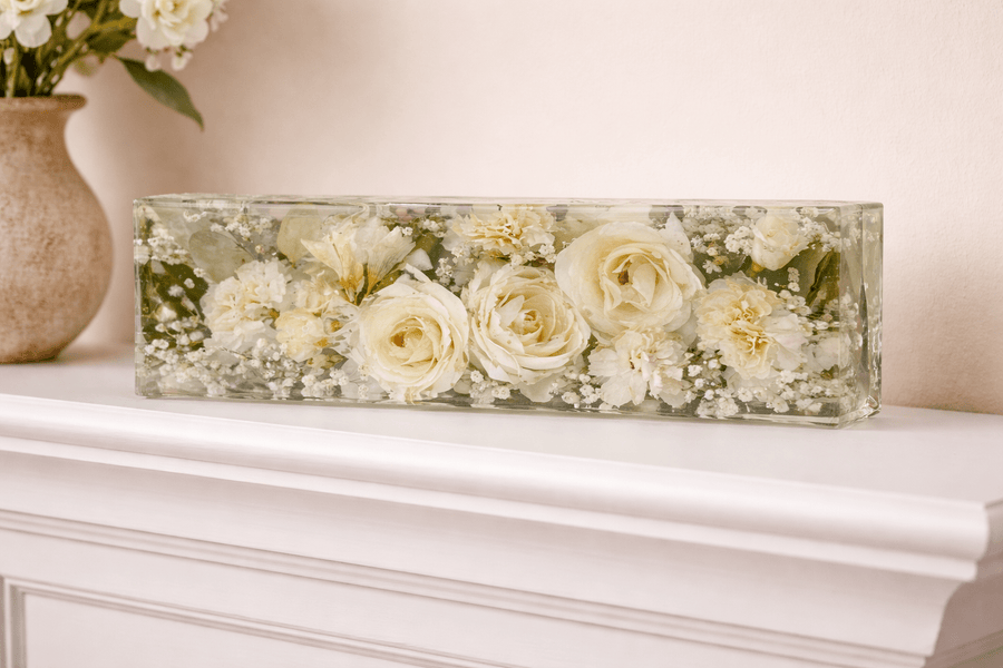 Rectangular Block Flower Preservation Wedding Bouquet Flowers, Funeral Flowers - Artisan Palace