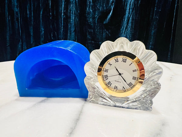 Small Cute Desk Clock Shell Resin  Jesmonite Platinum Silicone Fondant Mold Mould