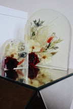 Arch Block Resin Large Bookend Shape Classic Elegant Handmade Flower Preservation Wedding Bouquet Flowers, Funeral Flowers